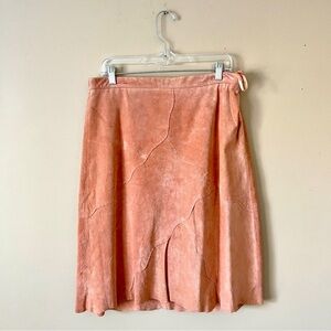 JERRY LEWIS | Pink Genuine Suede Leather Midi Skirt Sz 14